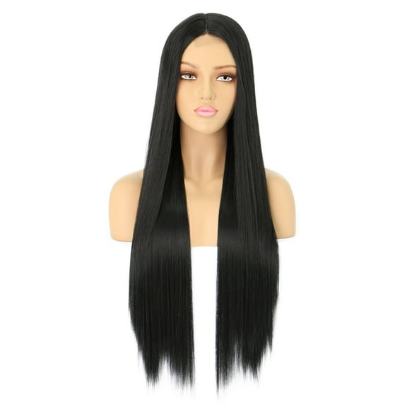 Wig with Bangs, Wigs for Women, Front Lace Wig Female Wigs Long Straight Chemical Fiber Wig