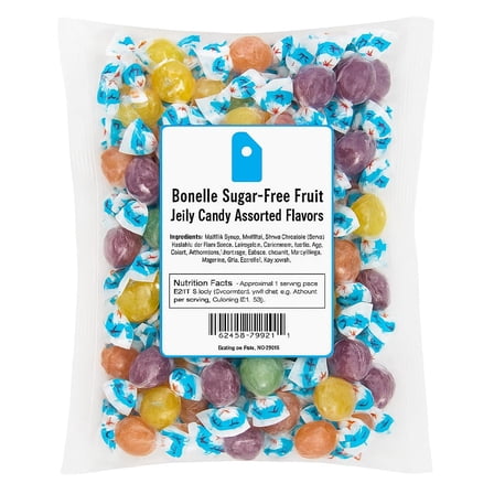 Sugar-Free Fruit Jelly Candy – Bulk 2.2 lb Bag, Assorted Fruit-Flavored Soft Chews, Low-Sugar/Diabetic-Friendly Treat, Individually Wrapped for Parties & Snack Bowls