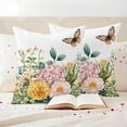thumbnail image 3 of Spring Floral Outdoor Waterproof Pillow Covers, Pink Summer Botanical Butterfly Pastoral Decorative Square Throw Pillowcase Sofa Cushion Sham for Patio/Couch/Chair, 26"x26" 2 Pack, 3 of 8