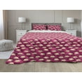 thumbnail image 1 of Savannah Comforter & Sham Bedding Set, Wild Animal Silhouettes on Exotic Palm Leaves Zoo Design Abstract, 3 pcs Duvet Set Microfiber Filling Quilt, 5 Sizes, Dark Magenta Pale Yellow, by Ambesonne, 1 of 4