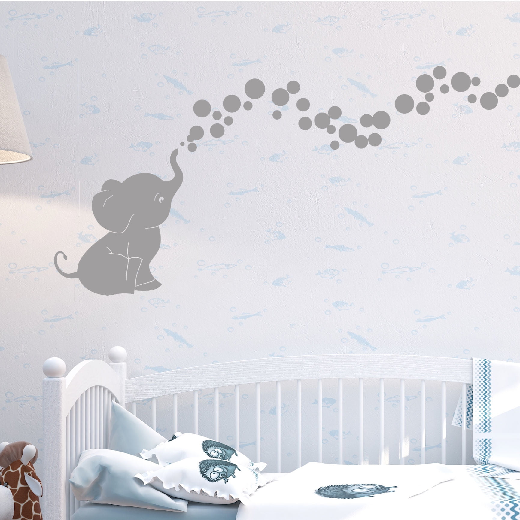 nursery room decor Choose Elephant and Bubble Color Makes a great baby shower gift Elephant Bubbles with Name Vinyl Wall Decal Custom gry turquoise 