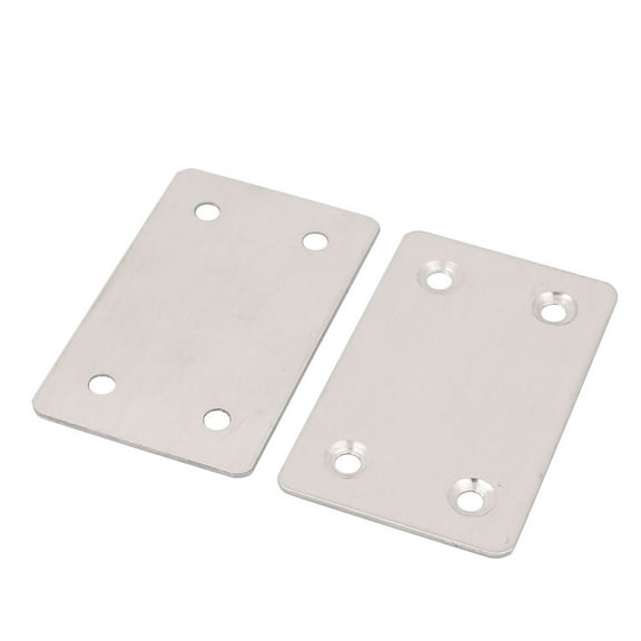 Uxcell Metal Rectangle 4 Holes Flat Mending Repair Plates Brackets Fasteners 2Pcs