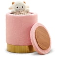 thumbnail image 4 of Teddy Velvet Round Ottoman Stool with Storage, Padded Seat, Metal Base, Pink, 4 of 7