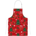 thumbnail image 4 of Polyester Insulation Kitchen Oven Mitts Potholder Apron 3Pcs Set Leaves and Twigs On Red Non Slip Heat Resistant Gloves for Baking Cooking BBQ, 4 of 7