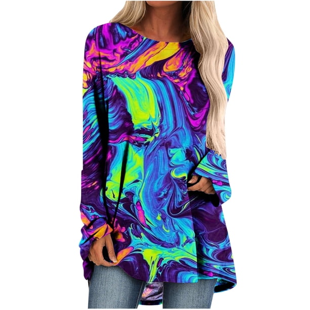 Blusa de manga larga con cuello redondo para mujer Pompotops gfhjh19615