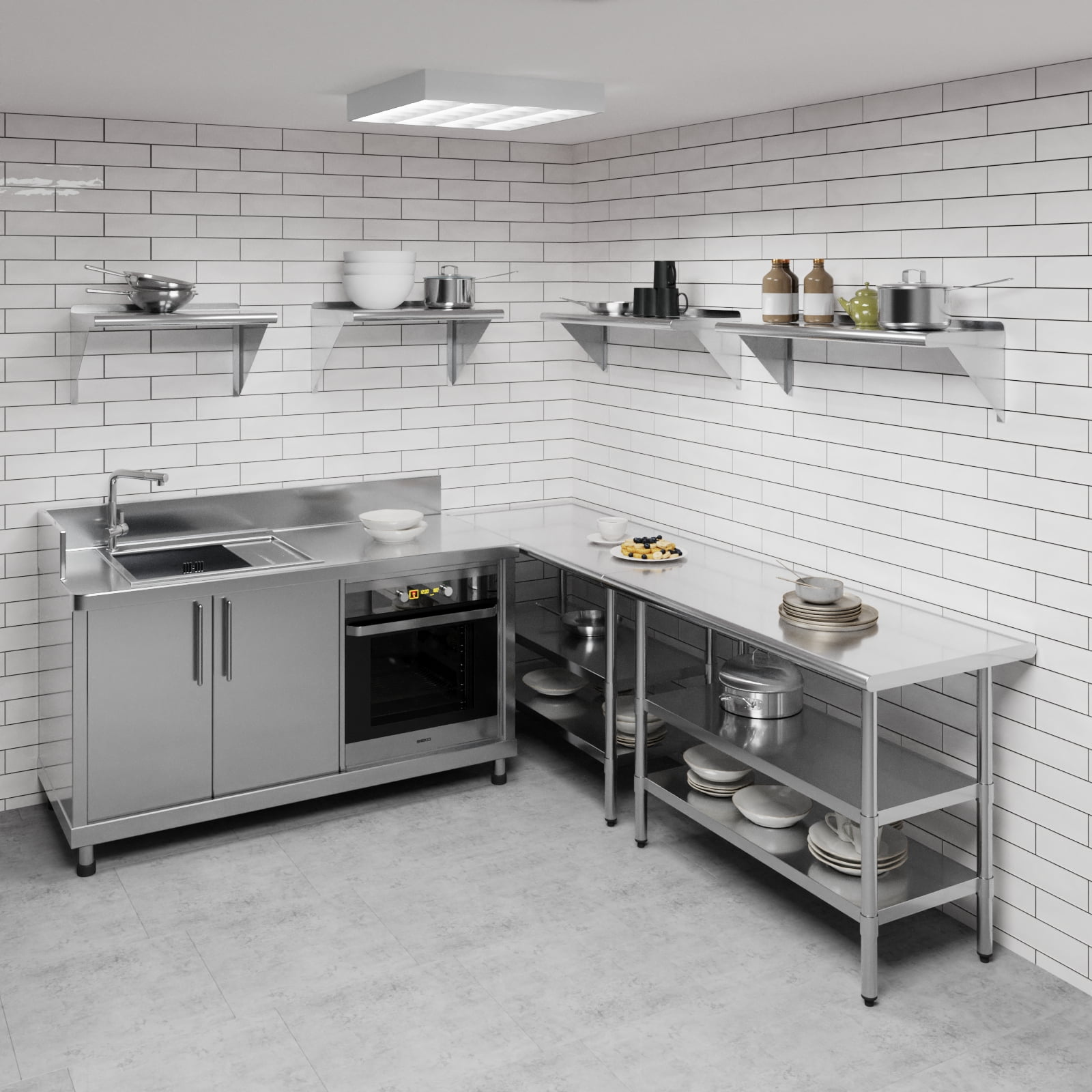 AmGood 12 in. x 36 in. Stainless Steel Wall Shelf | NSF Certified | Appliance & Equipment Metal Shelving | Kitchen, Restaurant, Garage, Laundry, Utility Room