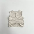thumbnail image 2 of Ruyang Toddler Boys Tank Top with Buttons Sleeveless Summer Sport Casual Undershirts Solid Cute V Neck Loose Fit Soft Tees, 2 of 9