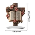 thumbnail image 3 of Taicans Easter Cross Ornament with Bible and Floral Design,2D 7.9 Inch Religious Holiday Decor for Desktop Bookshelf and Dining Table Home office Decoration, 3 of 6