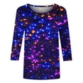 thumbnail image 5 of Charella 3/4 Sleeve Tops for Women Crewneck T-shirts Bling Bling Printed Casual Blouse 2024 Spring Summer Tops,Multicolor,XXXXXL, 5 of 5