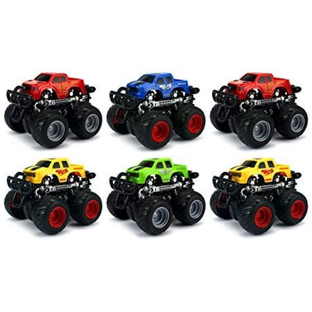 - Pack of 6 Champion 4WD Big Foot SUV Mini Monster Friction Toy Trucks (Colors May Vary)