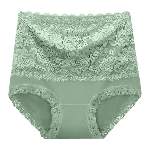 Gibobby Calzoncillos de encaje para mujer Encaje Flor Patchwork Mujer Ropa interior Algodón Doble capa Anti punción Estiramiento y adelgazamiento Calzoncillos(Verde de menta,G)