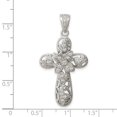 thumbnail image 2 of 925 Sterling Silver Polished Cubic Zirconia Religious Faith Cross Pendant Necklace 42x33mm Wide Pendant for Women, 2 of 2