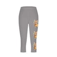 thumbnail image 4 of qelini Easter Leggings for Women Plus Size Cropped Pants Elastic Waist Bunny and Egg Print Ankle Pants Capris, 4 of 5