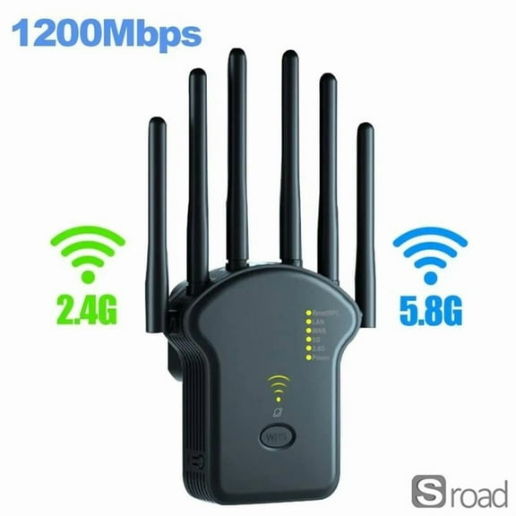 AC1200 WiFi Extender With Ethernet Port, Dual Band 1200Mbps Wireless Signal Booster & Repeater, 4 High-Gain Antennas For Whole Home Coverage, WPS Setup, Supports Router/AP Mode​