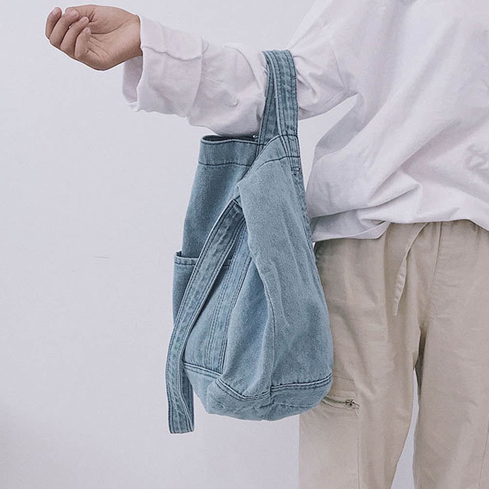 バッグ pa-yan Xing Denim Fabric Handle Bag Retro Crossbody Bag Large