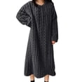 thumbnail image 2 of Ohufall Pajamas Dress for Women Warm Winter Fleece Bathrobe Nightgown Loungewear Crew Neck Long Sleep Robe, 2 of 9