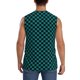 thumbnail image 4 of Fotbe Black And Teal Checkerboard Men's Camiseta sin Mangas Estampada para Hombres, Playera Casual para Gimnasio, Entrenamiento, Playa-Small, 4 of 7