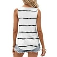 thumbnail image 3 of Ayolanni Sleeveless Women Shirts 5 Striped White V-Neck Pullover Tank Tops Teen Girls Shirts S, 3 of 4