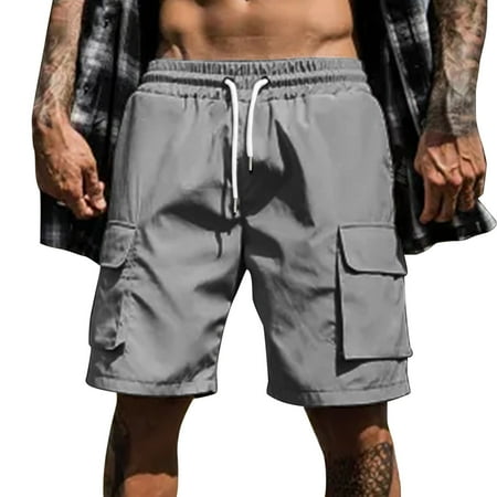 

Men Running Shorts Spring Summer Casual Drawstring Elastic Waist Sports Beach Pants With Pockets