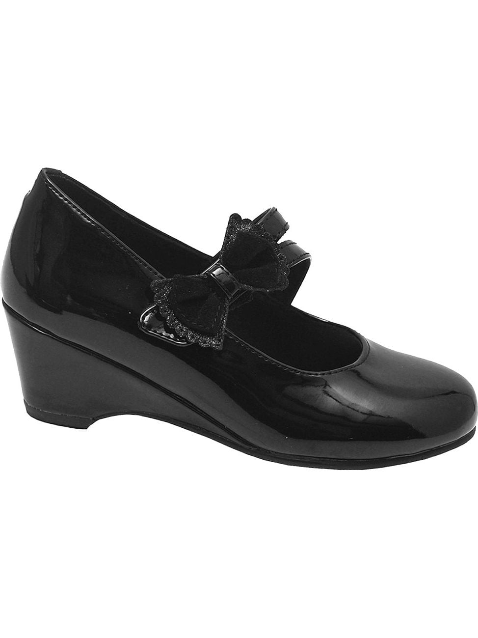 ladies black patent wedge shoes