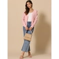 thumbnail image 4 of DARING DIVA Women's Open Front Long Sleeve Knit Cropped Cardigan XS Pink, 4 of 6