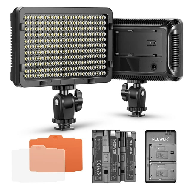 Luz LED de vídeo Neewer 176 regulable con 2 baterías de 2600 mAh