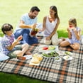 thumbnail image 4 of Tartan Plaid Pattern in Black Orange Beige Picnic Blanket Waterproof Beach Blankets Sandproof Large Mat with Storage Bag Camping Grass Travel Hiking Park 78"x78", 4 of 6