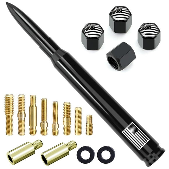 Antena Bullet para coche, camión, bandera americana, color negro