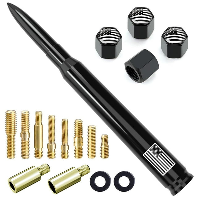 Antena Bullet para coche, camión, bandera americana, color negro