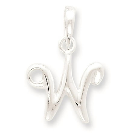 Chain slide Initial W Polished Charm Pendant 925 Sterling Silver