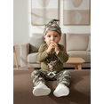 thumbnail image 4 of Caoirhny Baby Boys 3PCS Outfit Sets Long Sleeve Crew Neck Elk Embroidery Romper Camouflage Pants Hat, 4 of 9