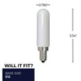 thumbnail image 2 of Bulbrite 862854 3000K 400 Lumen 4.5 watt LED Filament Dimmable T6 Light Bulbs with a Milky & Candelabra E12 Base, Soft White - Pack of 4, 2 of 5
