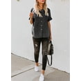 thumbnail image 6 of QWZNDZGR Womens Button Down Shirts V Neck Loose Casual Shirt, 6 of 7
