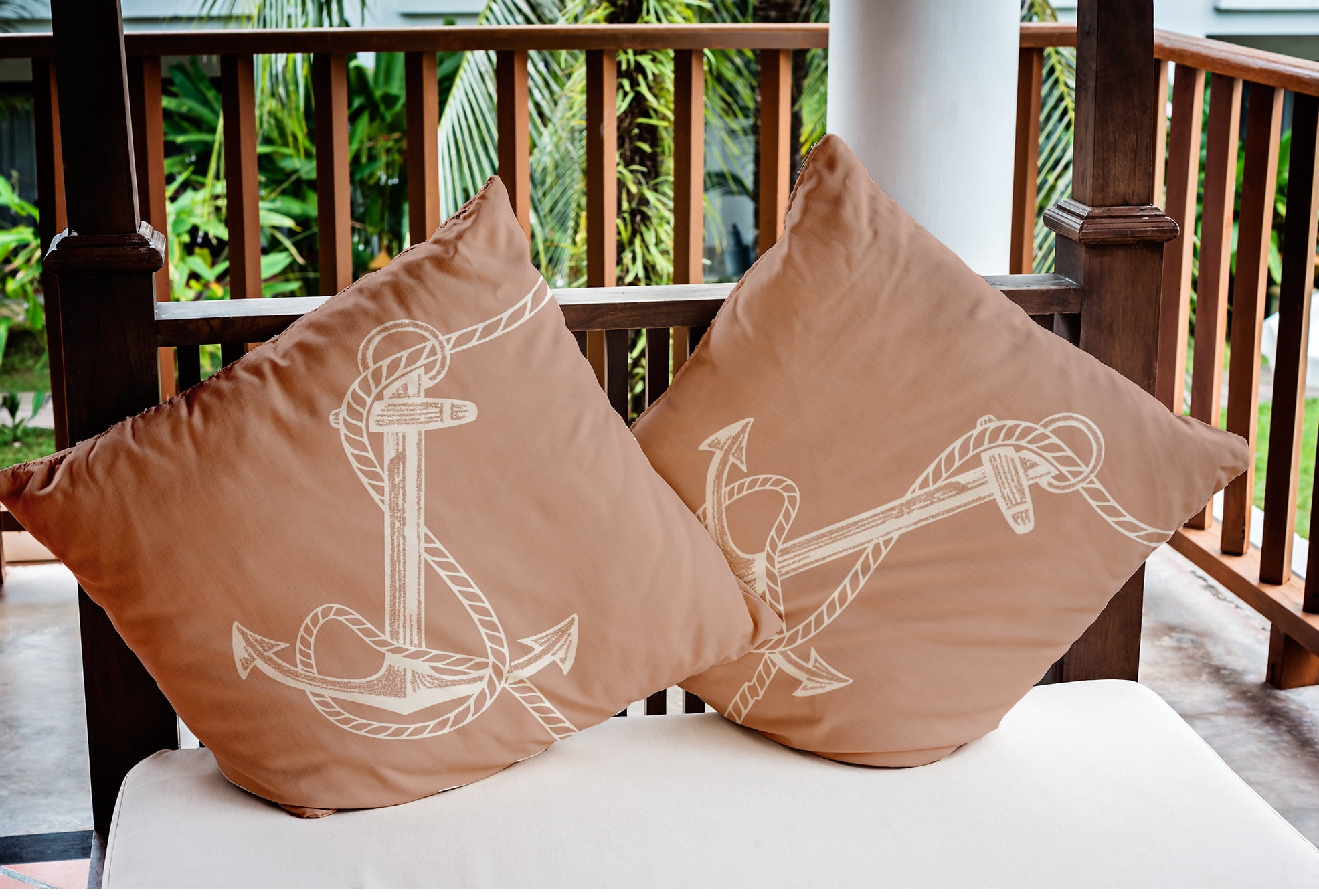 Simply Daisy 16" x 16" Anchored Nautical Indoor/Outdoor Throw Pillow