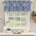 thumbnail image 2 of 2 Pack Valances for Window, Vintage Boho Short Curtains for Kitchen Bedroom Living Room, Middle Century Bohemia Style Patchwork Blue Rod Pocket Small Window Treatment Valance Drapes 42 x 18 Inch, 2 of 8