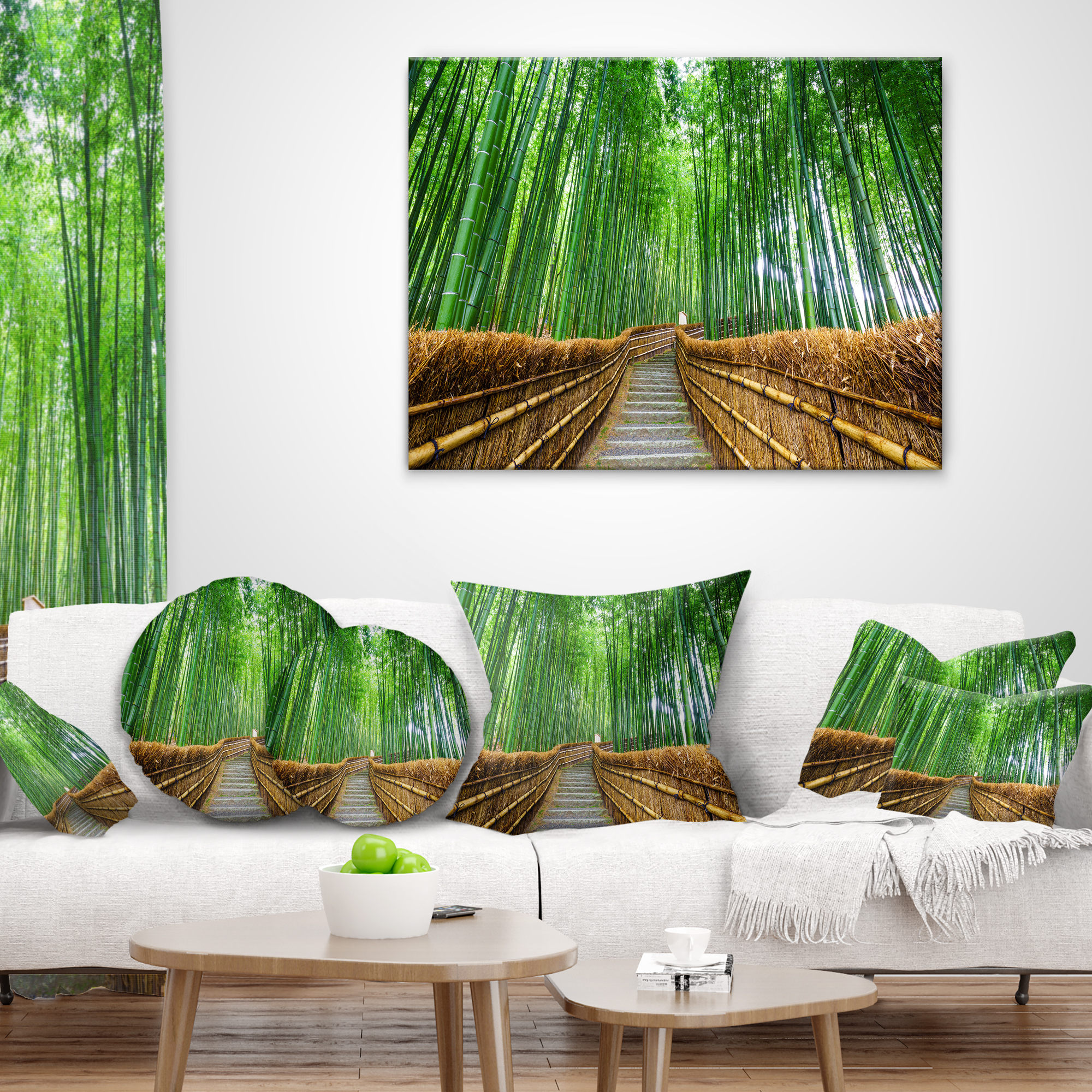 Designart Path to Bamboo Forest - Landscape Photography Throw Pillow - 12x20