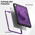 thumbnail image 2 of XYX Case for iPad (A16) 11th Gen 2025/ iPad 10th Gen 10.9 Inch 2022 with Rotating Stand, Shoulder Strap, 2in1 Shockproof Cover, Purple, 2 of 7