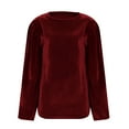 thumbnail image 6 of VKOYWKM Velvet Tops for Women Vintage Puff Long Sleeve Soft Velour Shirts Crew Neck Dressy Casual Blouses Trendy Spring Fall Basic Shirt, 6 of 6