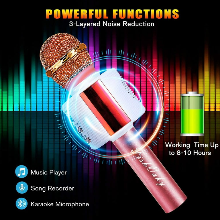 FISHOAKY Karaoke Microphone, Bluetooth Karaoke Machine Kids