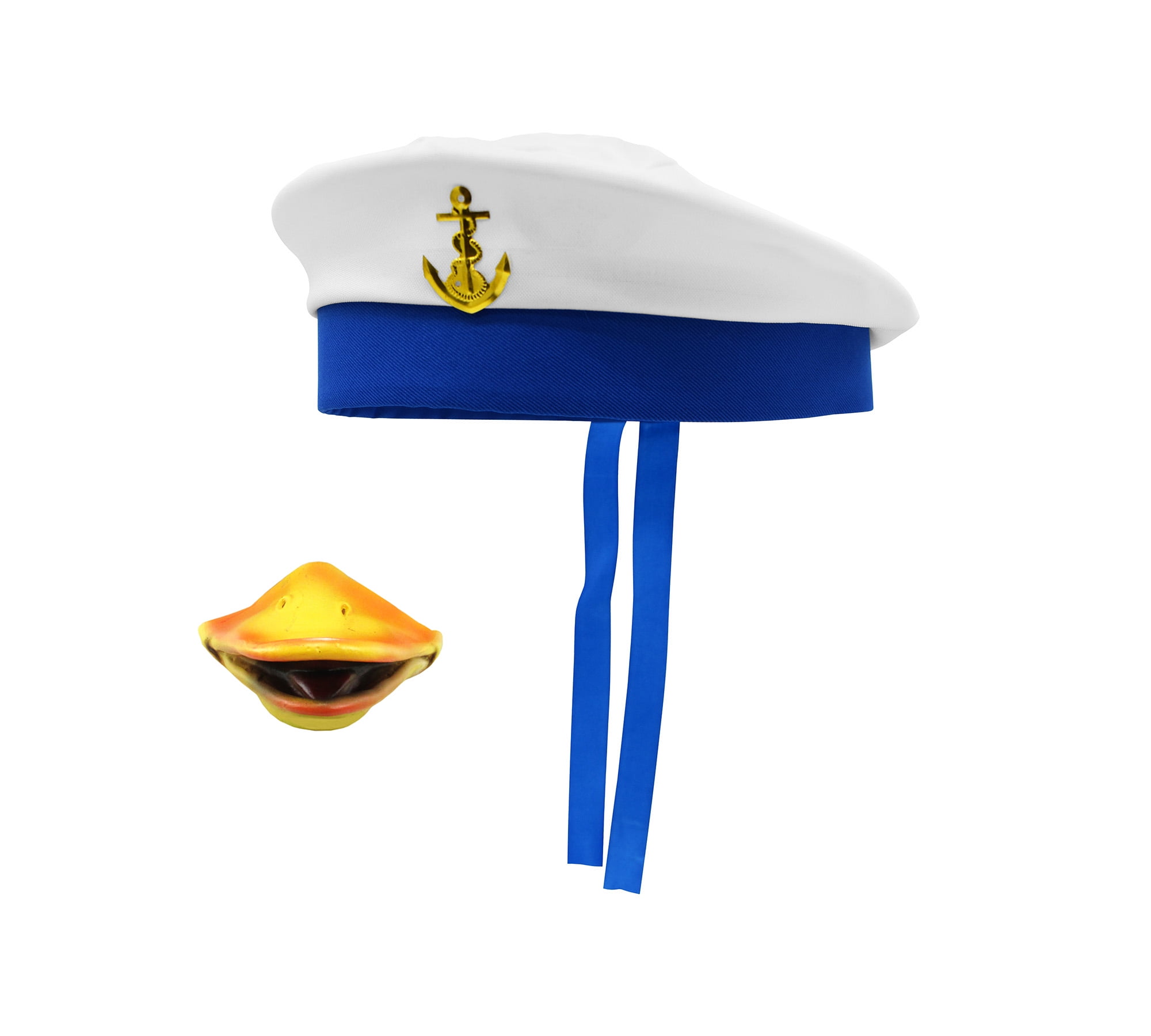 Blue Pilot Captain Aviator Hat Gold Emblem Adult Men Halloween Costume Accessory 