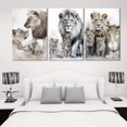 thumbnail image 2 of Modern 3 Piece Wild Animal Lion Canvas Paintings Lion Family Portrait Pictures Wall Decor Artwork Living Room Bedroom Home Office Decorations Unframed, 2 of 6