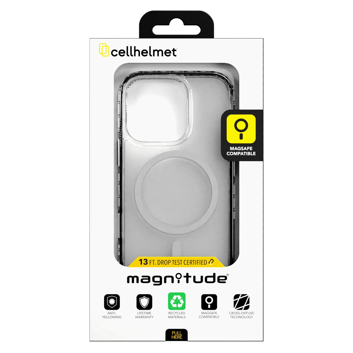 cellhelmet Magnitude Series MagSafe-Compatible Case, iPhone 16 Pro, Crystal Clear