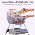 thumbnail image 3 of LHUAI, Foldable Baby High Chair, 4 in 1 Convertible High Chairs, With 5-Point Safety Harness, Adjustable Dining Tray & Backrest & Height, Easy To Clean Surface, For Babies And Toddlers, Purple, 3 of 7