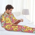 thumbnail image 6 of Naloa Donut and Blue Men’s Pajamas Set - Long Sleeve Button Down Sleep Shirt and Pajama Bottoms Sleepwear Set-Medium, 6 of 7