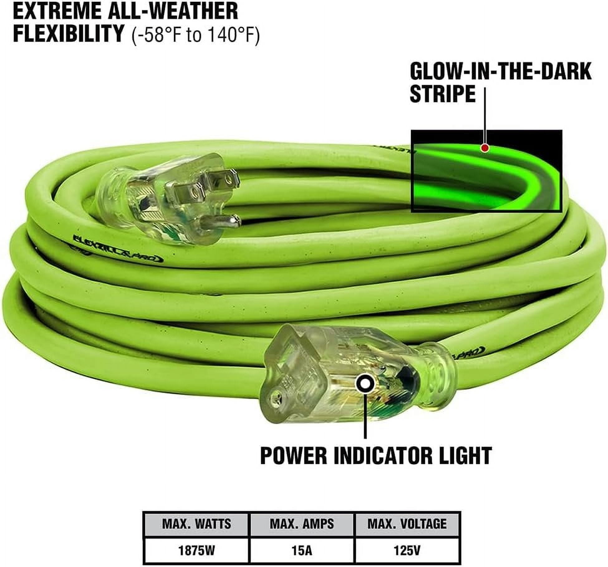 Pro Extension Cord, 25', 14/3, All-weather, Lighted Plug, ZillaGreen