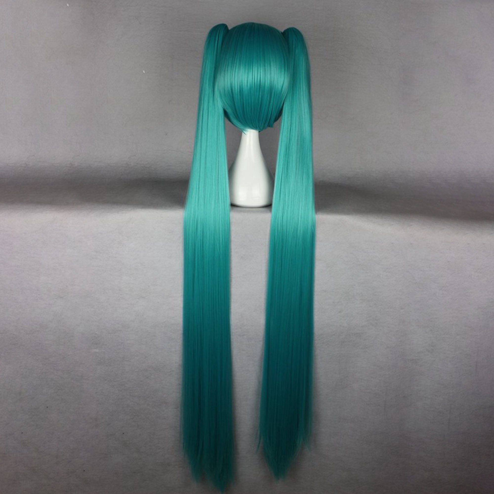 Unique Bargains Human Hair Wigs for Women 51" Wigs Long Hair with Wig Cap Deep Blue Gradient Green