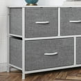 thumbnail image 4 of BizChair 5 Drawer Vertical Storage Dresser with White Cast Iron Frame, White Wood Top and Gray Easy Pull Fabric Drawers with White Wooden Handles, 4 of 12