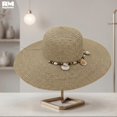 thumbnail image 2 of Sombrero de Playa Con Conchitas Para Mujer Ala Ancha 42 cm beige 42 cm, 2 of 6