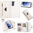 thumbnail image 2 of Wallet Case for Samsung Galaxy S21 FE (Not S21), Crossbody Neck Strap Lanyard Purse Handbag Shoulder Strap Cover with ID Card Holder Phone Case for Samsung Galaxy S21 FE XK White, 2 of 15