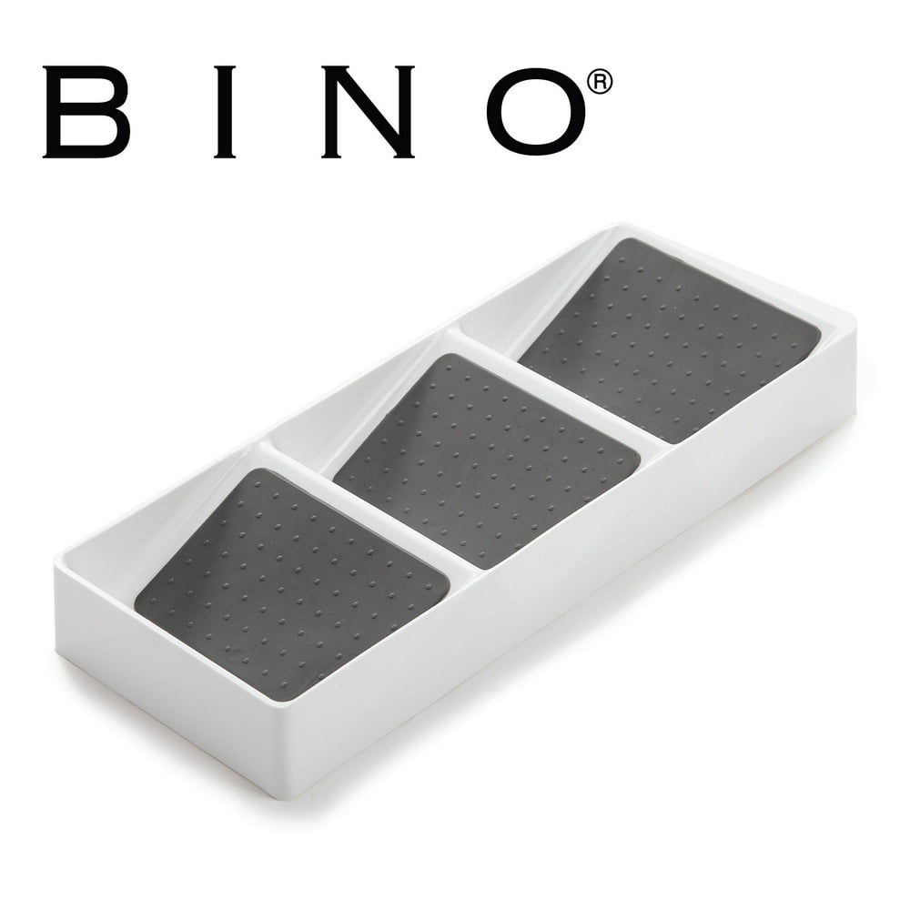 BINO 3 Section Spice Drawer Organizer, White Plastic Storage